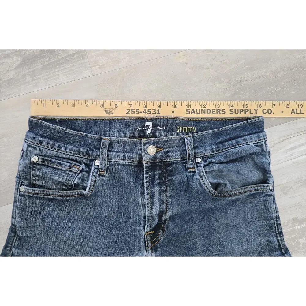 7 For All Mankind Men's Slimmy Tapered Jeans Size 34 Med Wash Stretch Denim